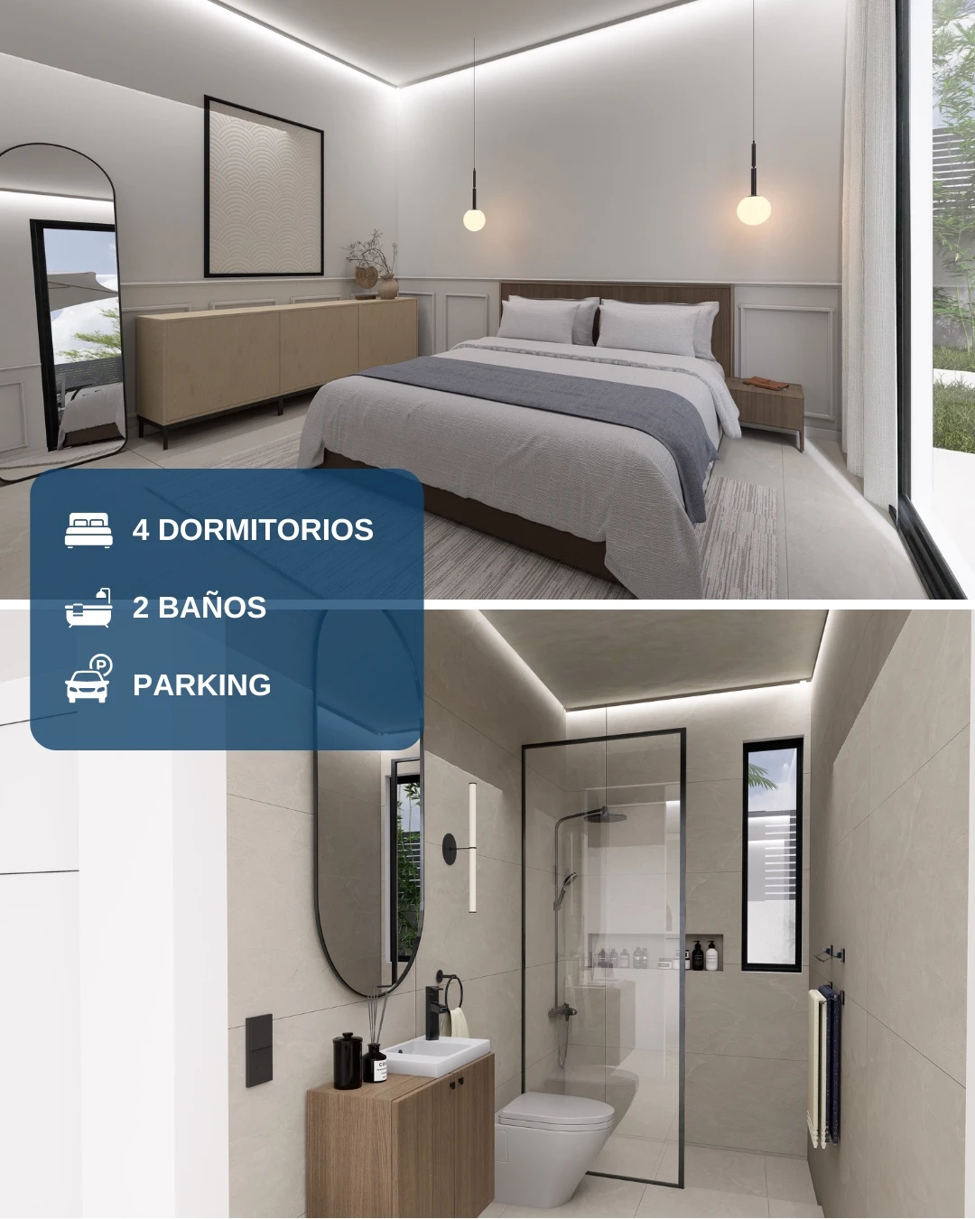 Dormitorio y baño