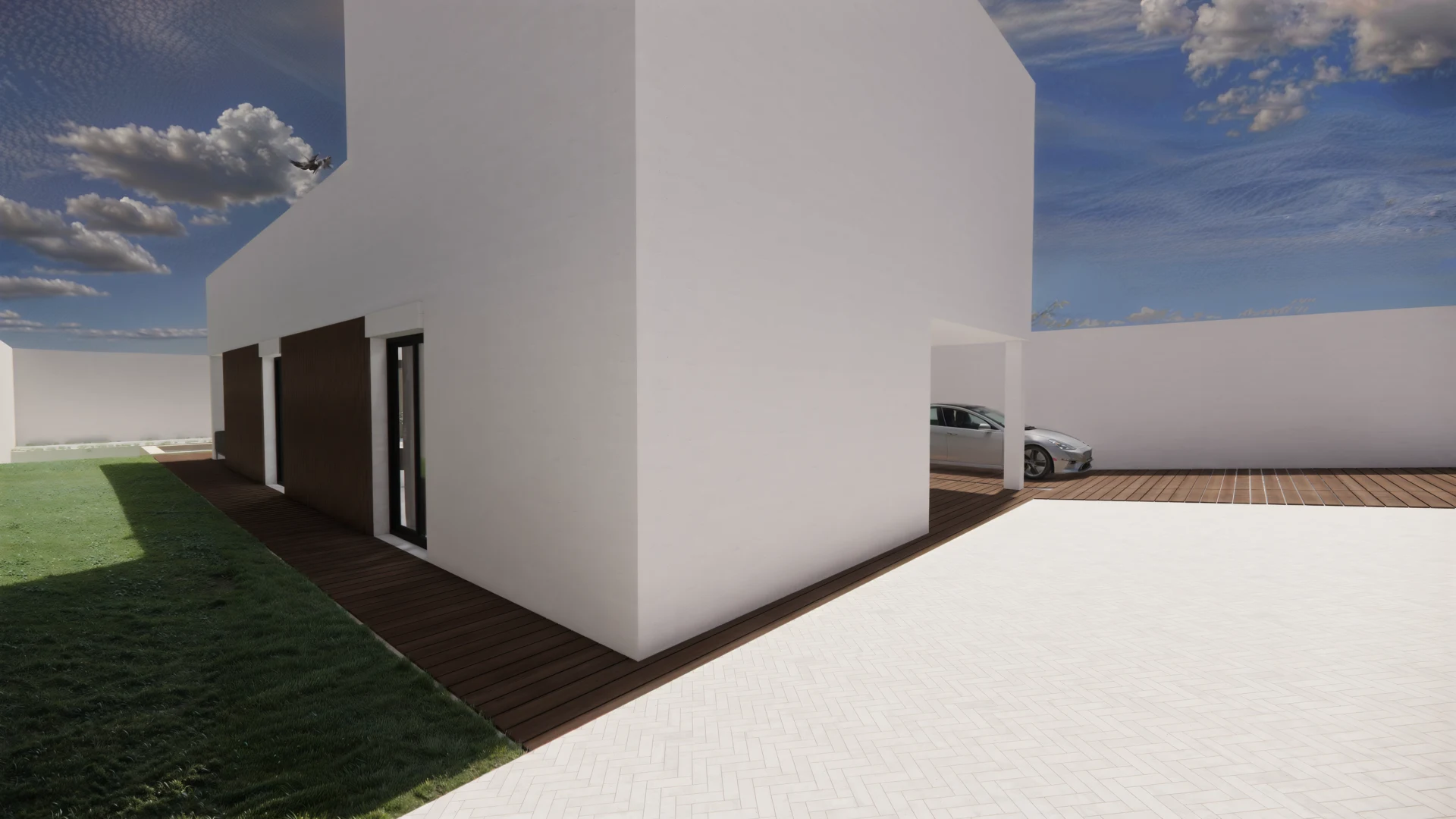 Nou Vendrell · Vista lateral · Render del proyecto vendido