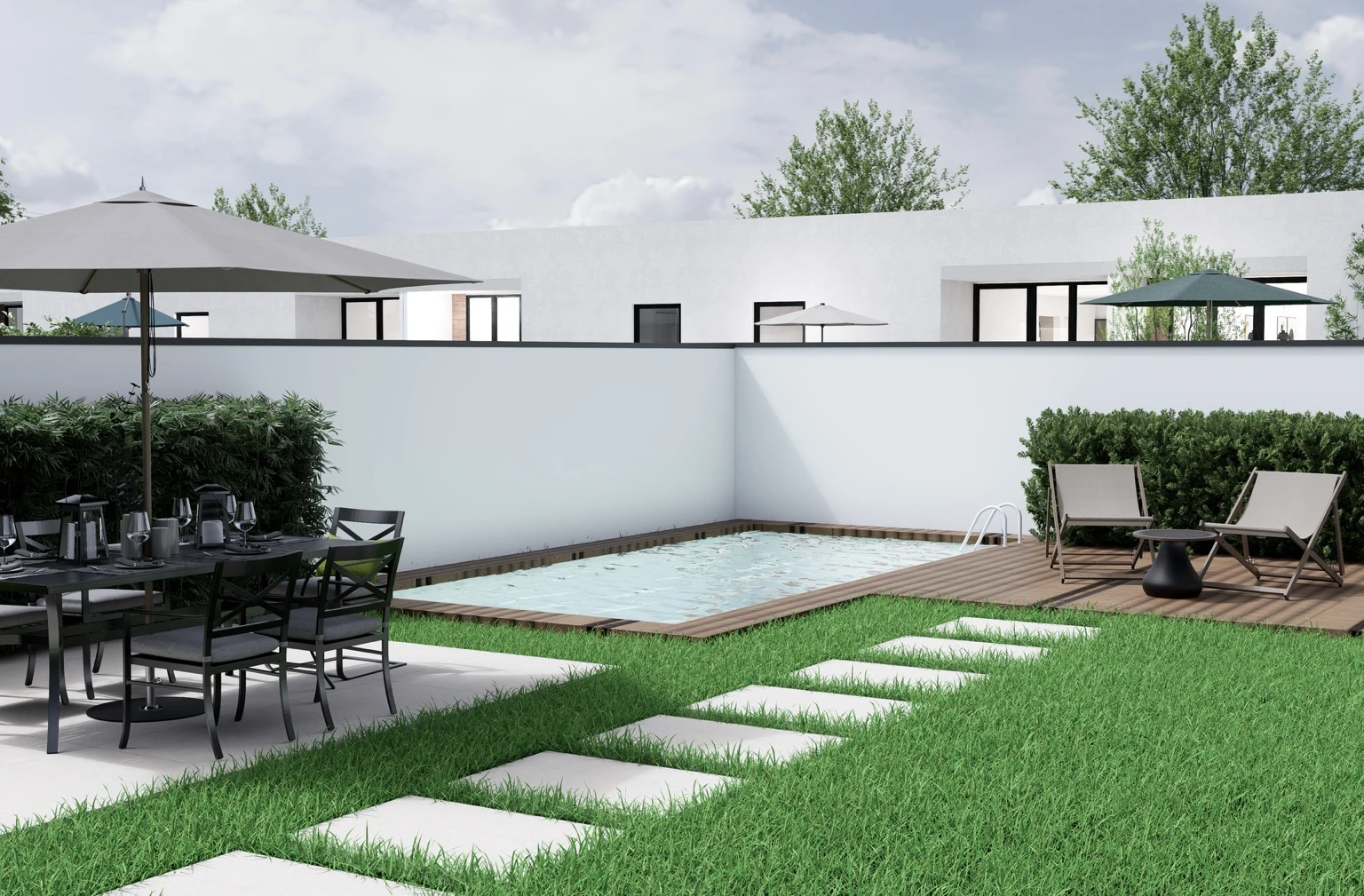 Zona exterior y piscina